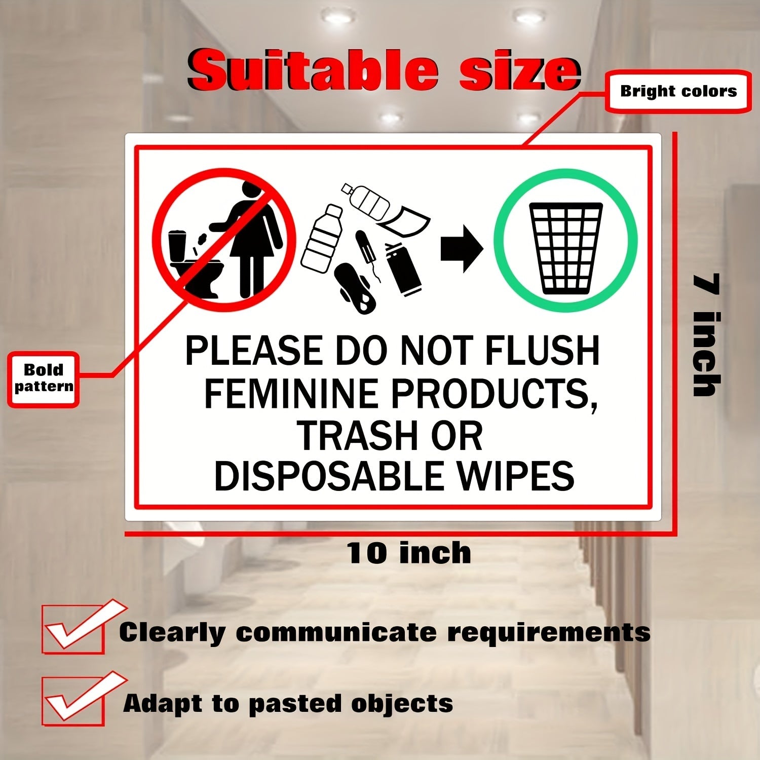 4pcs Women's Supplies Garbage Signs - Waterproof Business Stickers