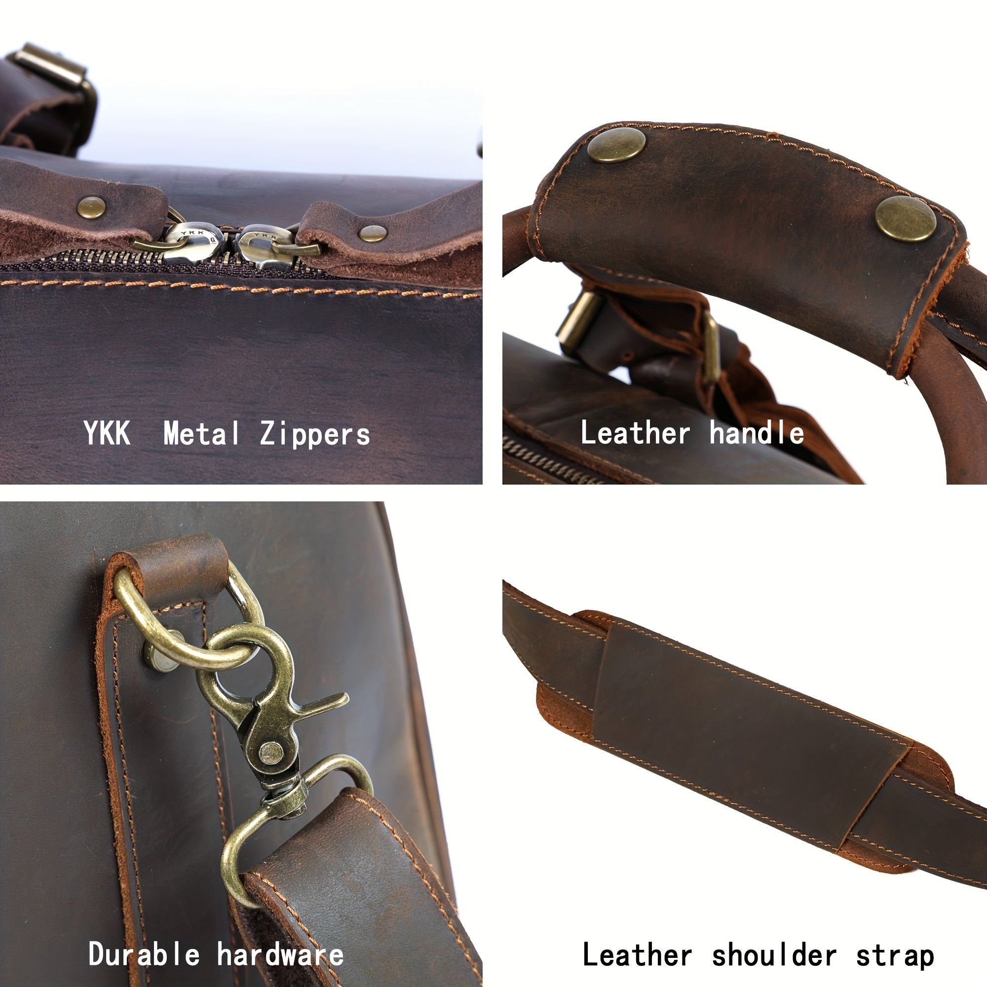 Men's Leather Travel Duffle Bag Vintage Large Capacity Fitness Gym Bag