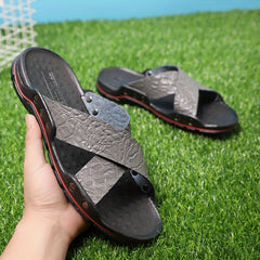 Men's Cross Band Slides Sandals Casual Non Slip Slippers Open Toe Shoes