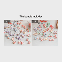 40pcs Cute Fruits & Flowers Hair Ties for Girls