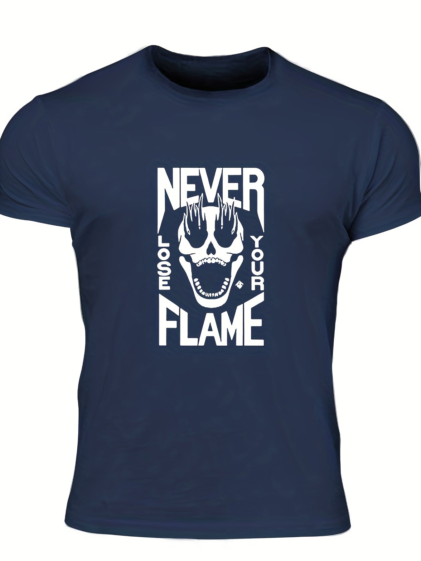 Men's Flame Skull Graphic Tee for Summer