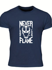 Men's Flame Skull Graphic Tee for Summer