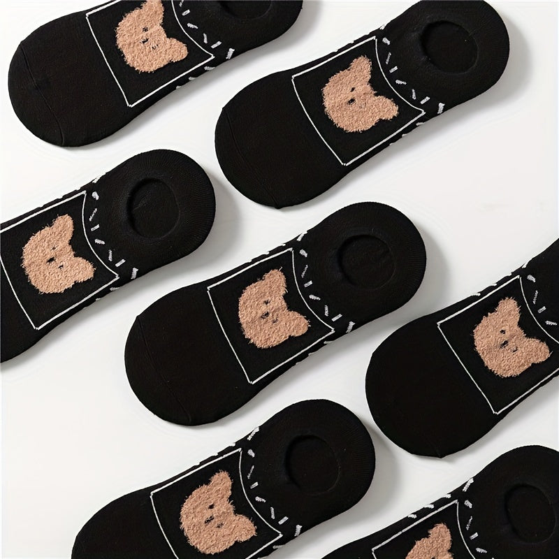 7 Pairs Cartoon Bear Print Socks & Ankle Socks Women's Stockings