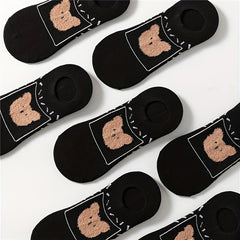7 Pairs Cartoon Bear Print Socks & Ankle Socks Women's Stockings