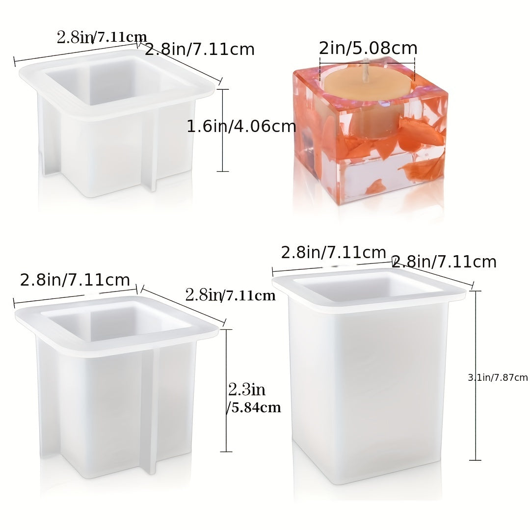 Square Tealight Candle Holder Silicone Molds for DIY Home Decor