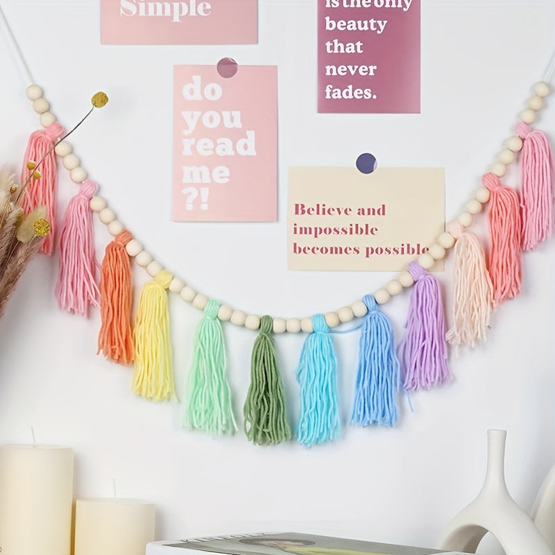 Colorful Tassel Garland Banner Birthday Decor Boho Wall Hangings