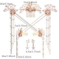 6pcs Chinese Hair Pin Vintage Hanfu Headdress Hair Clip Set Bridal Faux Pearl