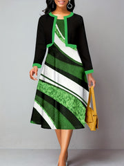 Women's Plus Size Colorblock Stripe Print Tank Dress & Crop Cardigan 2pc