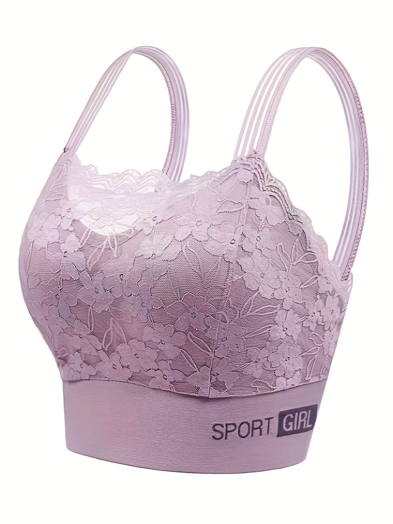 3pcs Wireless Lace Bras Scallop Trim Comfy & Breathable Women's Lingerie