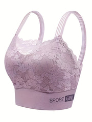 3pcs Wireless Lace Bras Scallop Trim Comfy & Breathable Women's Lingerie