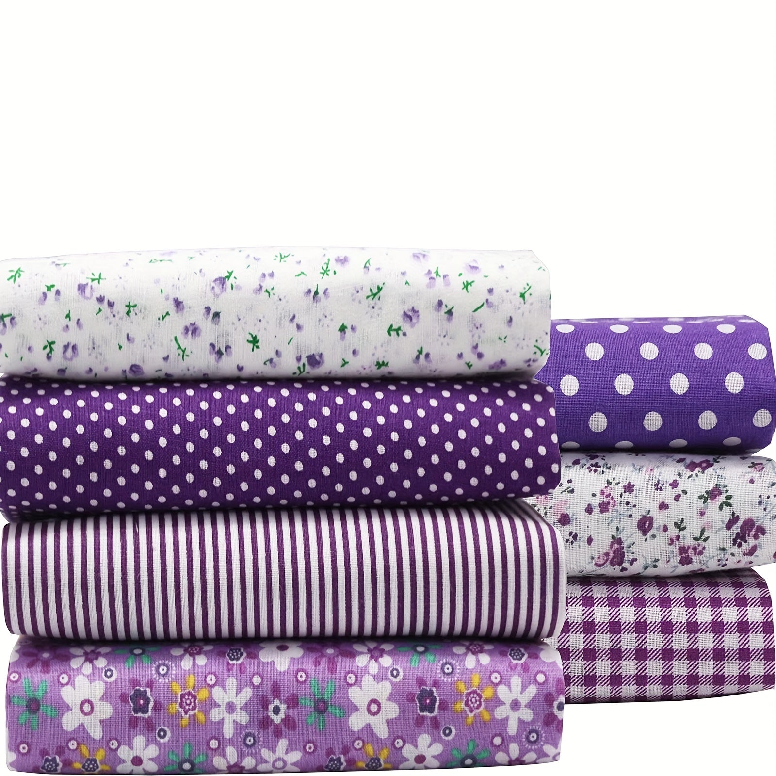 7pcs 24 89 24 Purple Printed Quilted Square Cotton Fabric Bundles