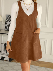 Casual V Neck Sleeveless Pocket Front Dress Women's Clothing