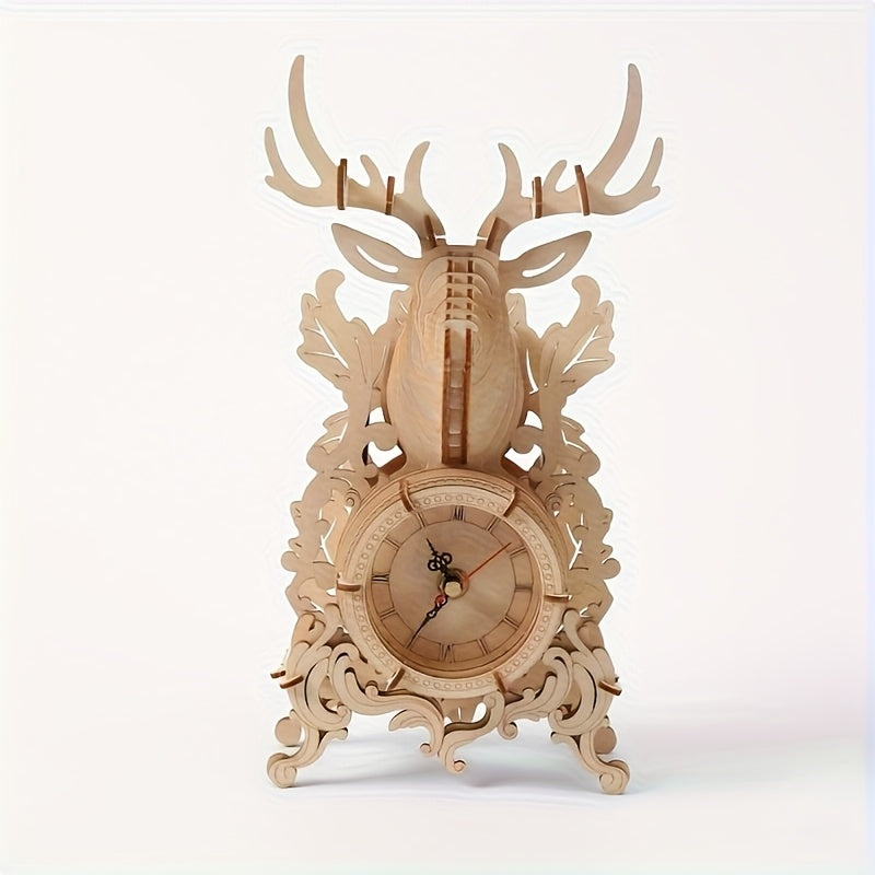 Wooden 3D Puzzle Desk Clock Model High Difficulty Creative Gift for Holidays