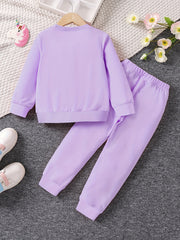 Girl's Sporty Style 2pcs Sweatshirt & Sweatpants Set for Spring Fall