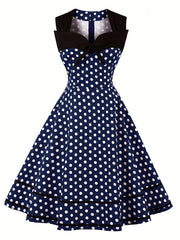 Polka Dot Sweetheart Neck Cocktail Party Dress
