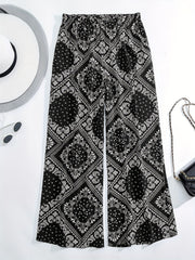 Paisley Scarf Print Wide Leg Pants