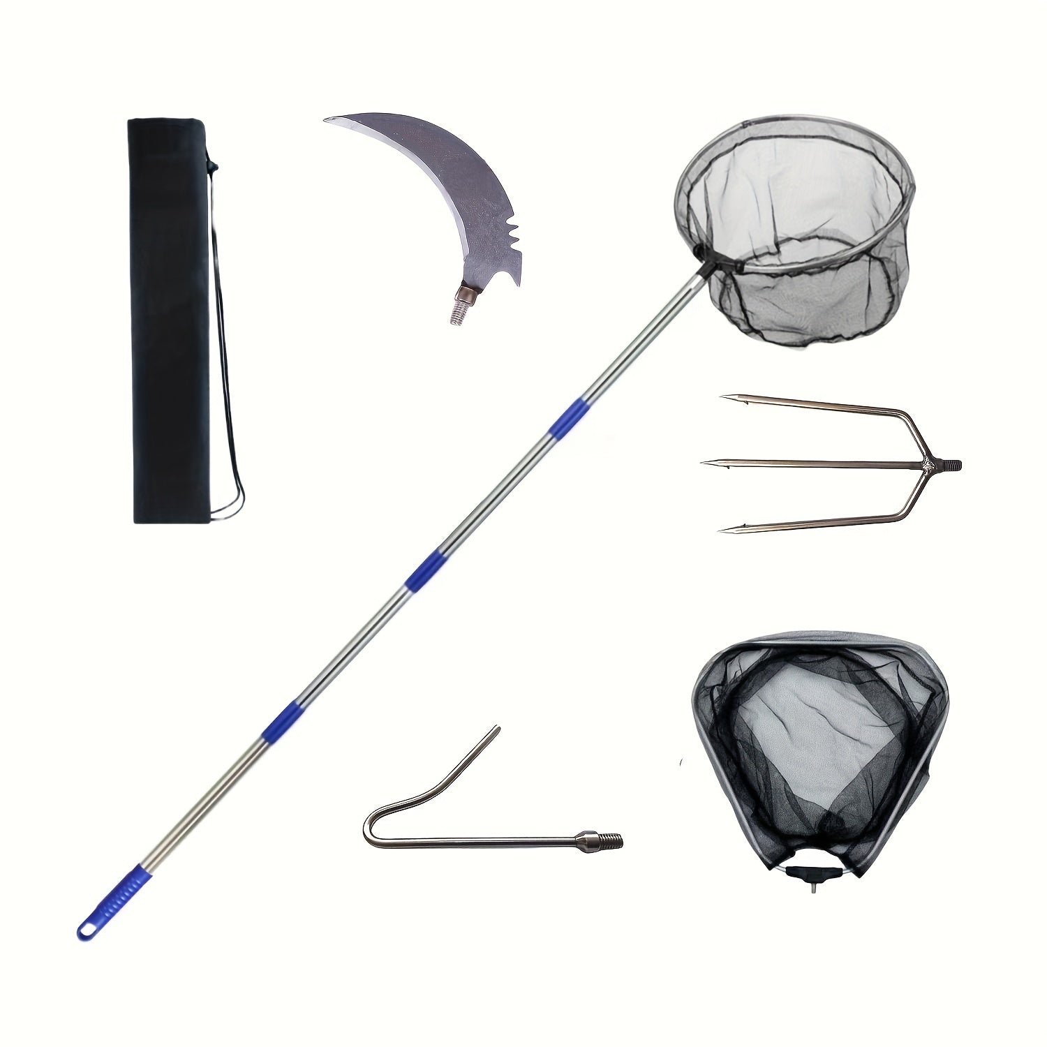 Portable Fishing Landing Net w/ Telescoping Pole Handle for Freshwater