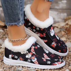 Christmas Print Fluffy Skate Shoes for Women