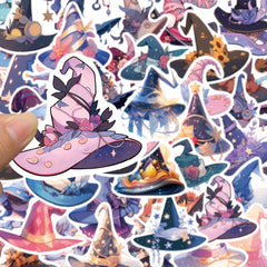 50pcs Cartoon Magic Hat Stickers for Guitar, Skateboard, Helmet