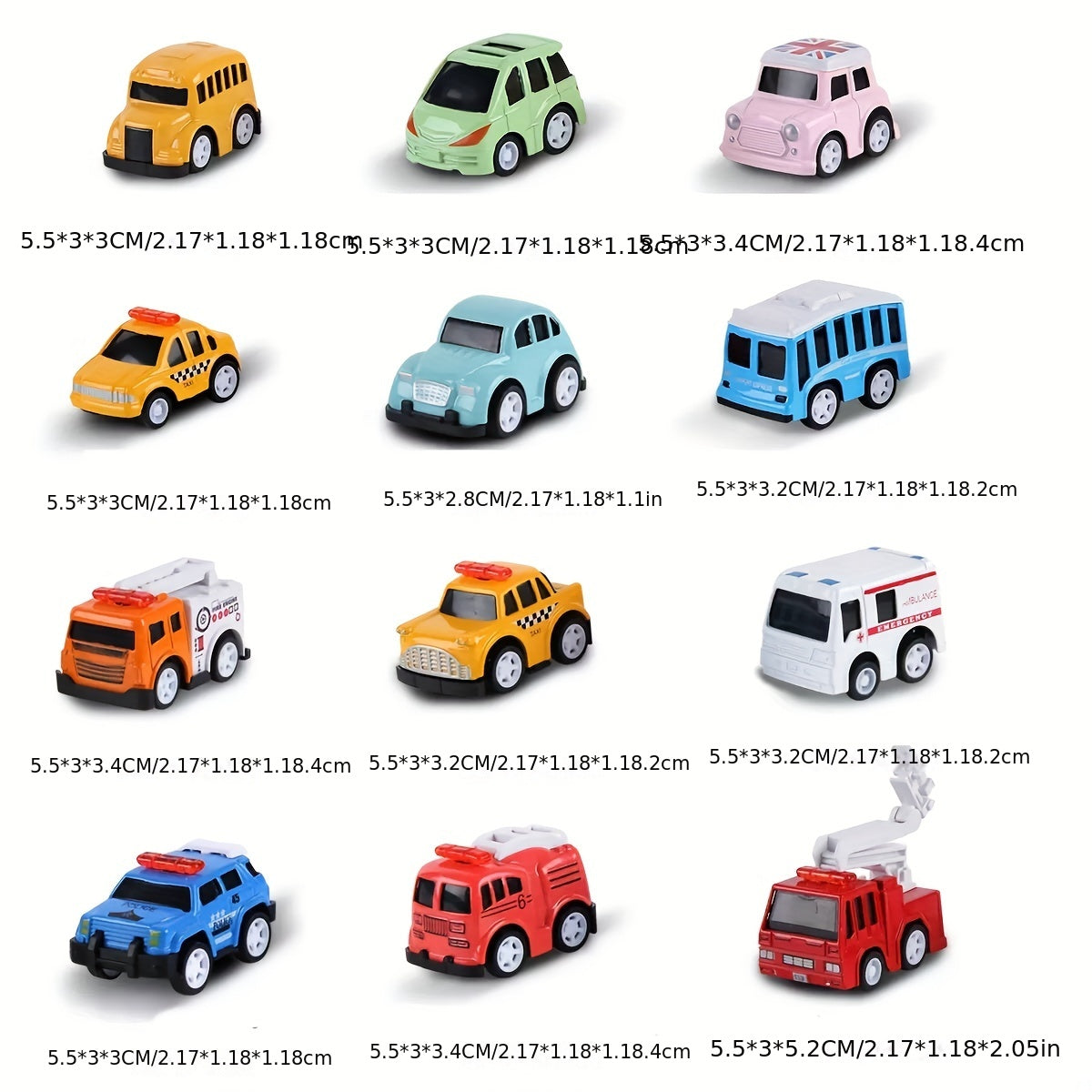 12pcs Alloy Car Model Cartoon Toy Car Alloy Model Sports Car