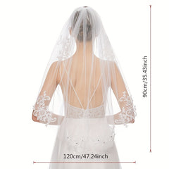 Bridal Veil Short Lace Edge Wedding Hair Accessory