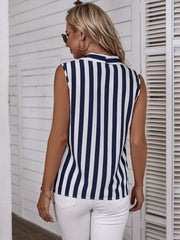 Striped Print V Neck Tank Top