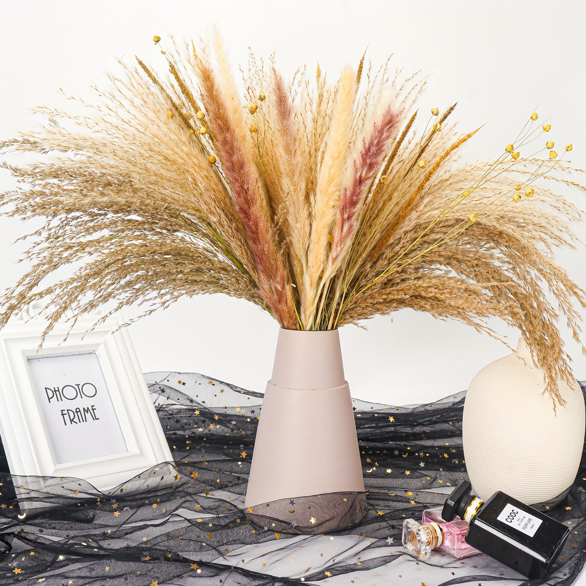 65pcs Natural Dried Pampas Grass Bouquet for Wedding Farmhouse Party Table Decor