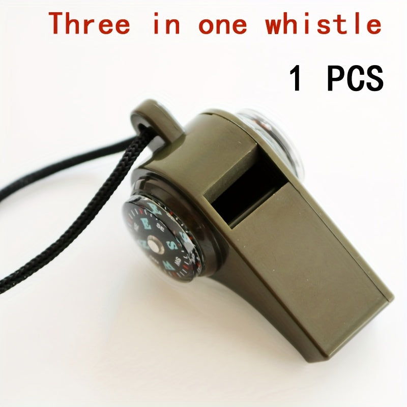 3-in-1 Emergency Whistle Compass Thermometer High Decibel Keychain Whistle