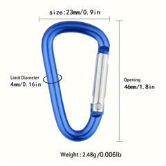 10pcs Aluminum D-shaped Carabiner Keychain Spring Buckle Random