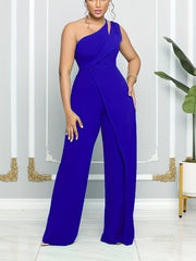 One Shoulder Wide Leg Jumpsuit for Women