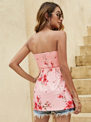 Floral Print Tube Top Sleeveless Strapless Summer Women's Clothing