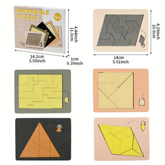 Wooden Geometric Puzzle Blocks for Kids Educational Toy with Colorful Shapes
