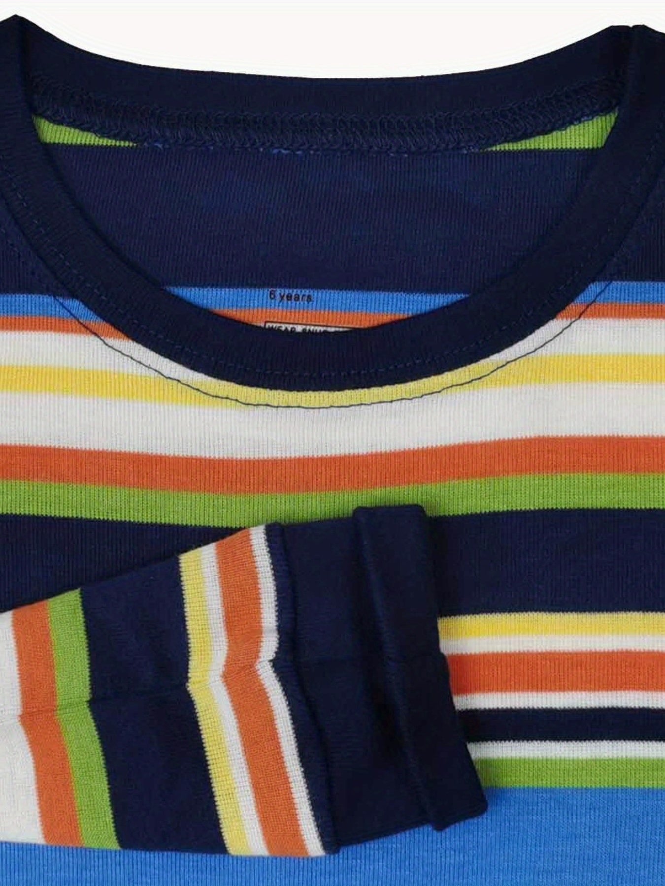 Boys 2pcs Pajamas Set Long Sleeve Top & Pants Stripe Print Comfortable Homewear