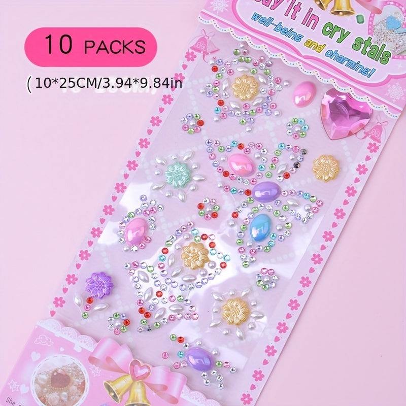 Children's 3D Crystal Stickers Baby Princess Reward Gem Sticky Stickers