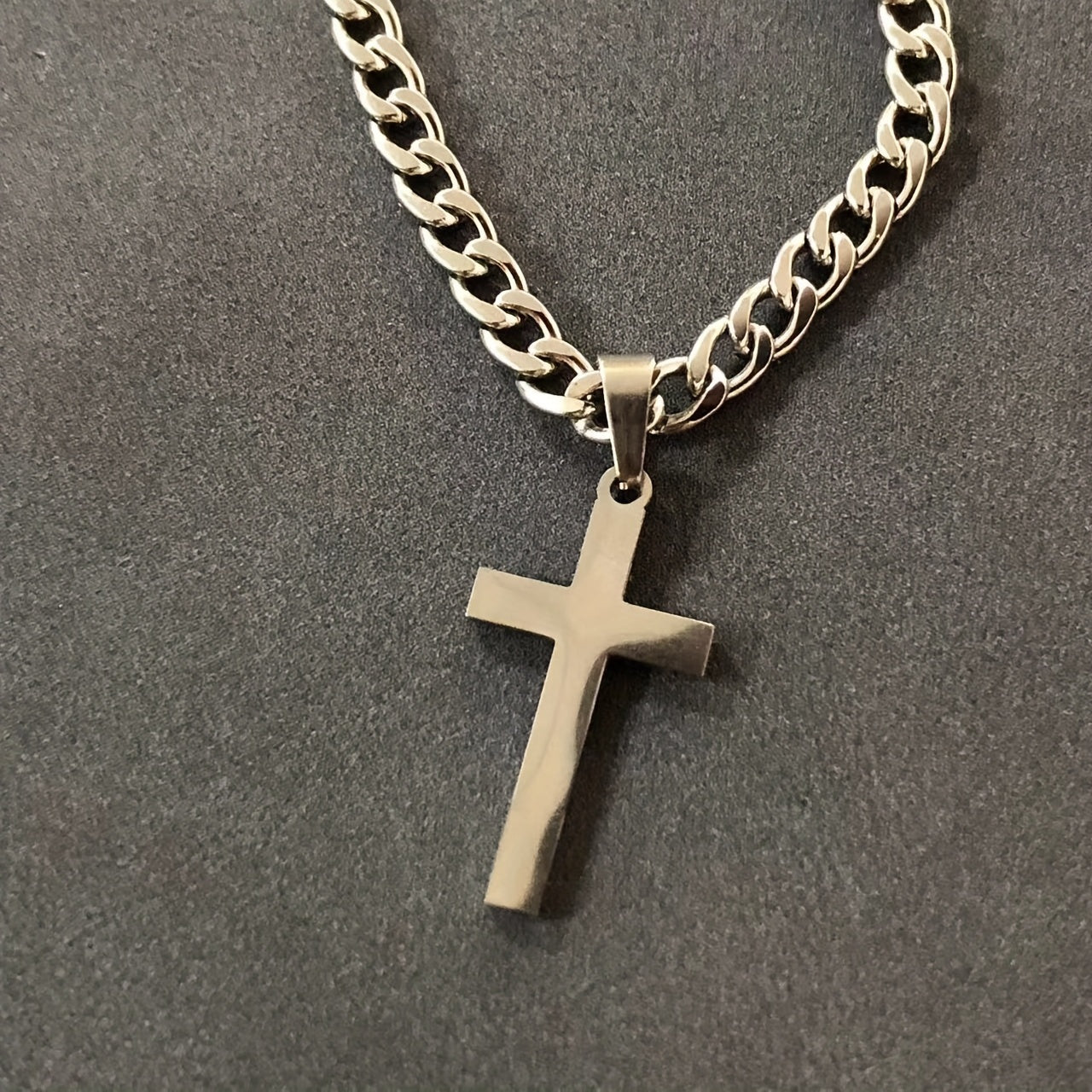 Daughter Hip Hop Cross Pendant Necklace Stainless Steel Punk Jewelry