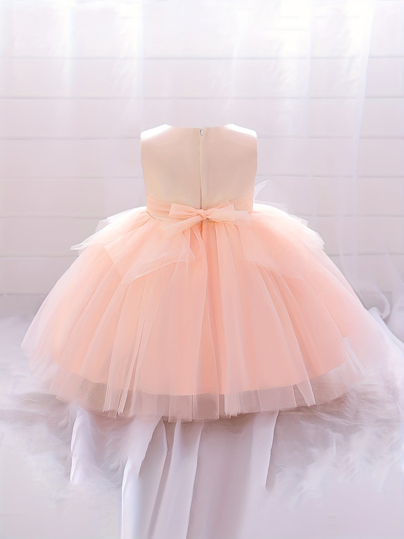 Baby Girl Dress Mesh Bowknot Princess Sleeveless Multicolor Evening Dress