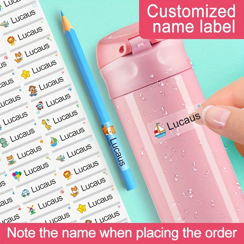 Custom Waterproof Name Stickers for School Bags & Stationery