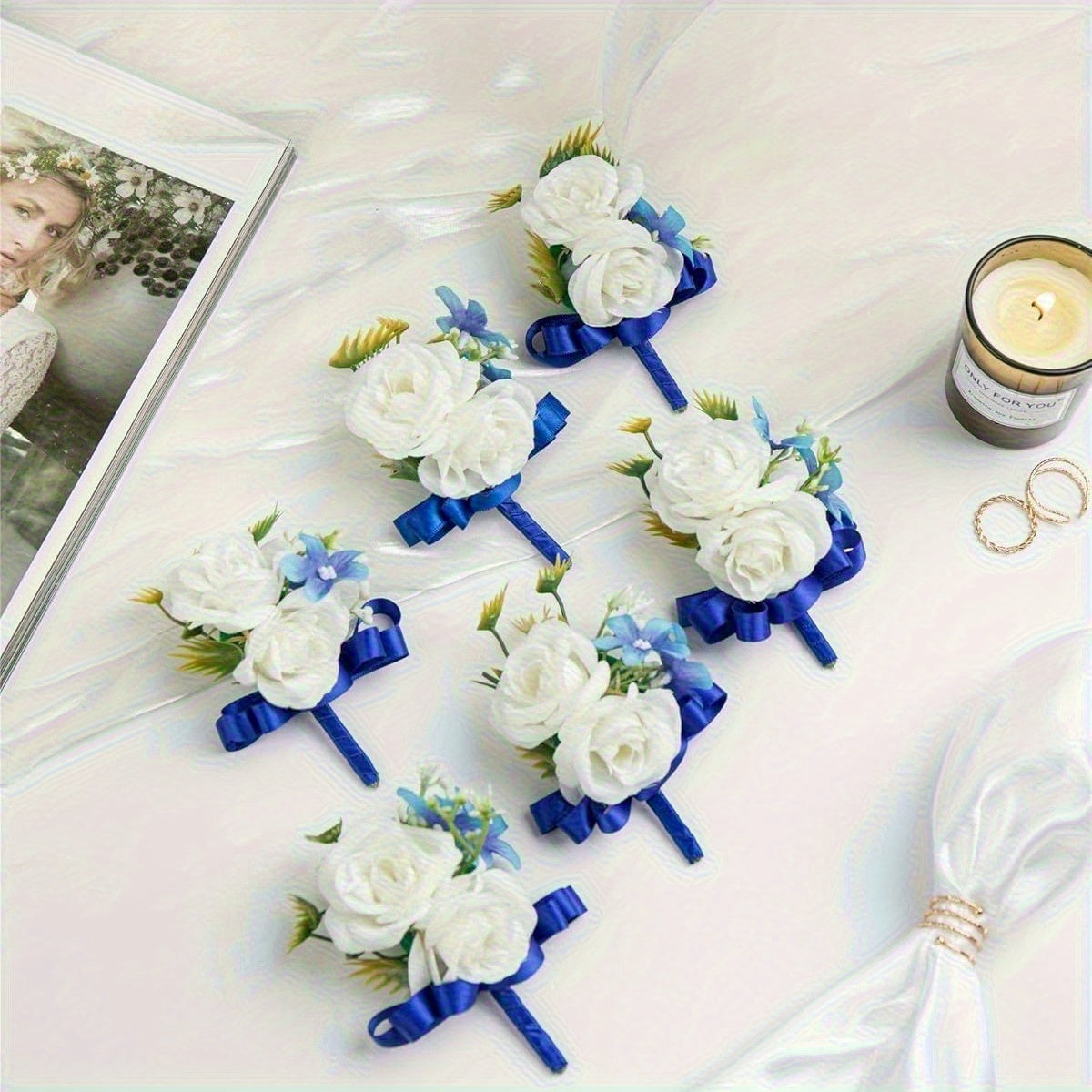 Men Wedding Boutonniere Set Groom & Groomsmen Prom Corsage