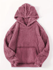 Solid Kangaroo Fuzzy Hoodie Long Sleeve Hoodies Sweatshirt Women's Clothing
