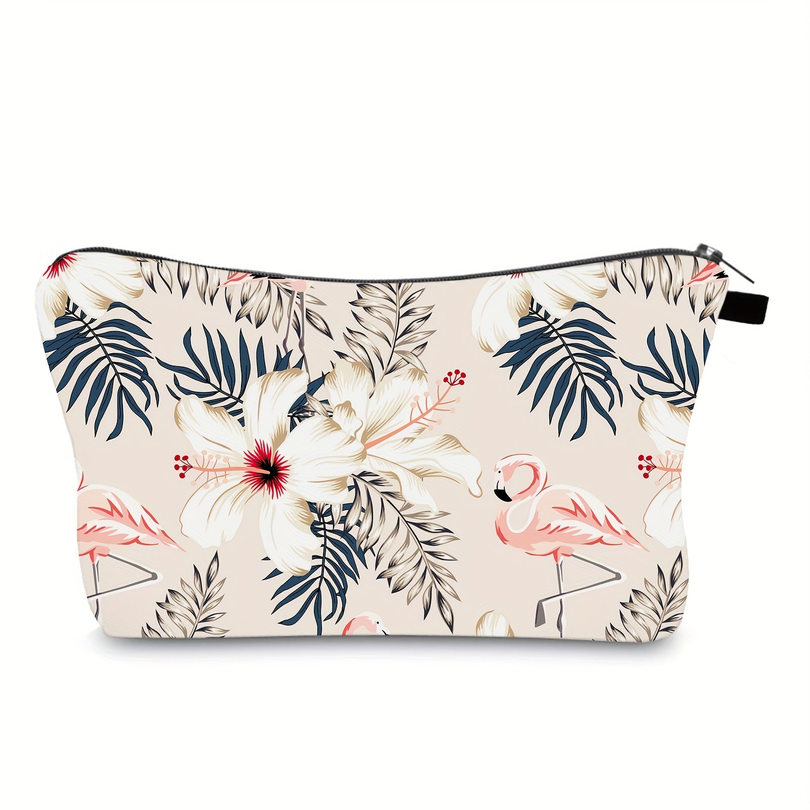 Floral Flamingo Makeup Bag Travel Cosmetic Organizer for Women Girls