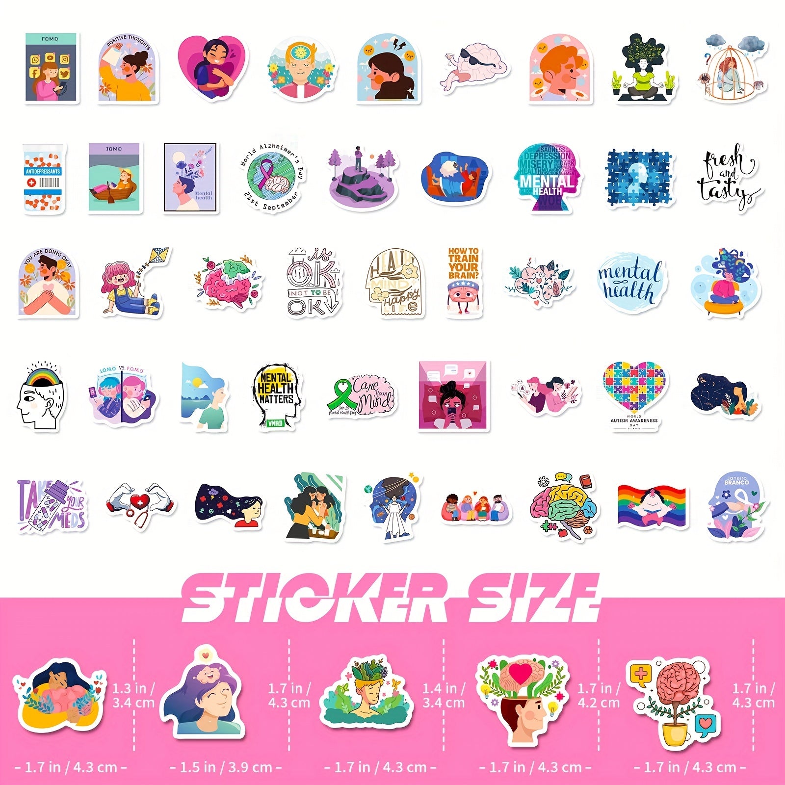 100pcs Mental Health Stickers Inspirational Psychology Stickers For Adults Teens