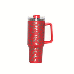 1200ml Insulated Stainless Steel Cup with Handle & Straw