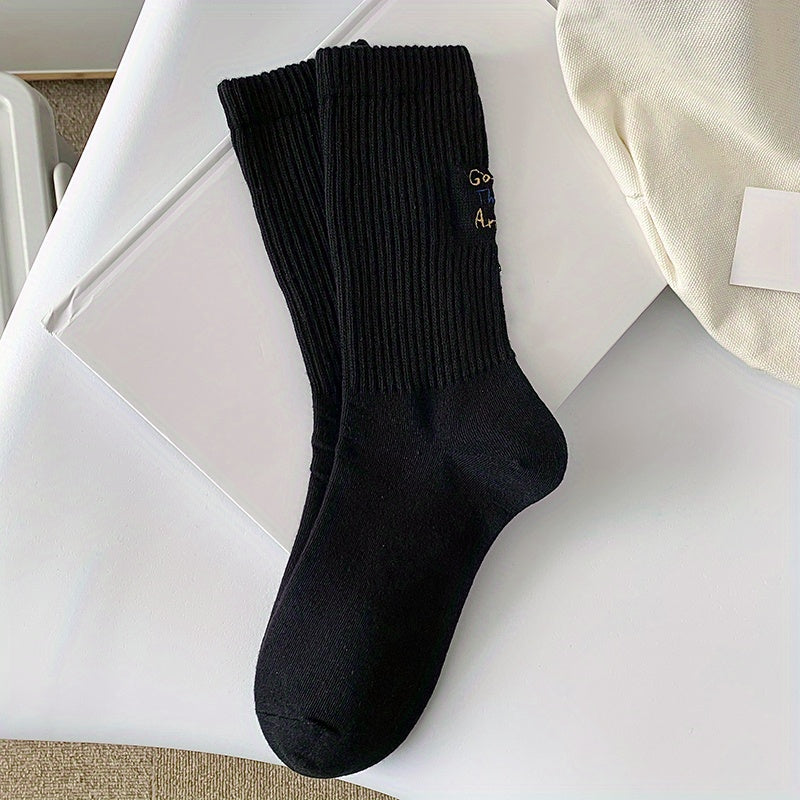 Letter Embroidery Sports Socks Women's Stockings
