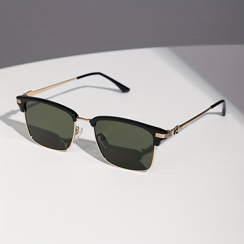 Square Frame Sunglasses Thin Metal Temple Glasses UV400