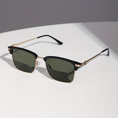 Square Frame Sunglasses Thin Metal Temple Glasses UV400