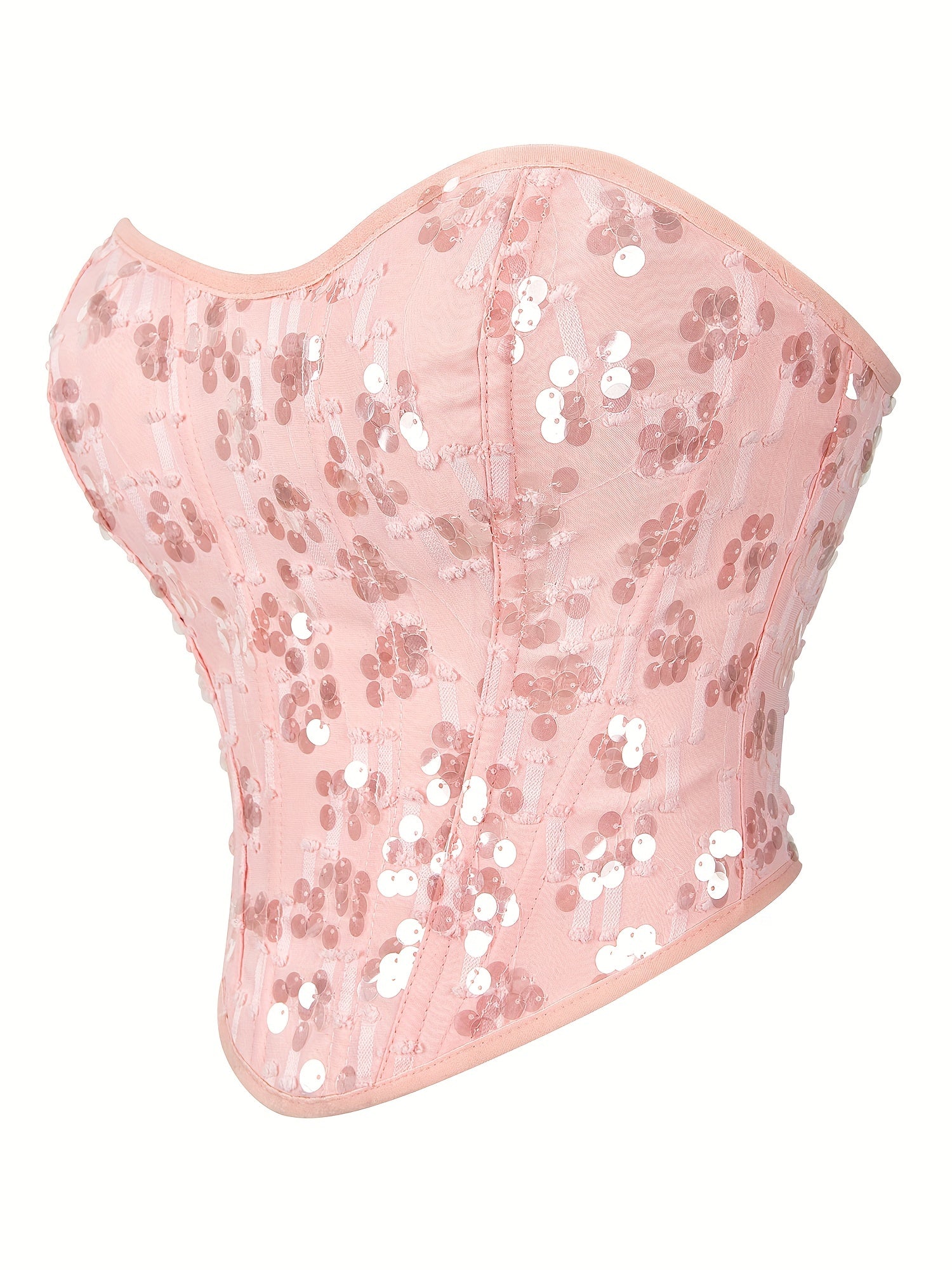 Sequin Strapless Corset Bustier Tummy Control Lace Push Up Body Shaper
