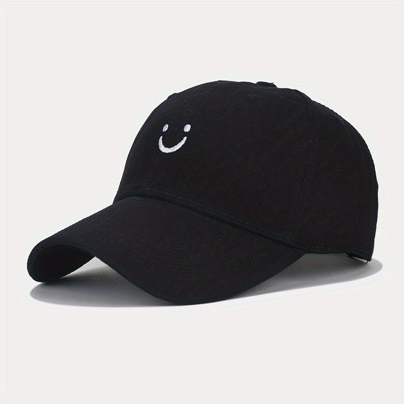 Unisex Sunshade Baseball Cap with Smile Embroidery