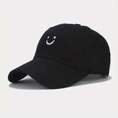 Unisex Sunshade Baseball Cap with Smile Embroidery