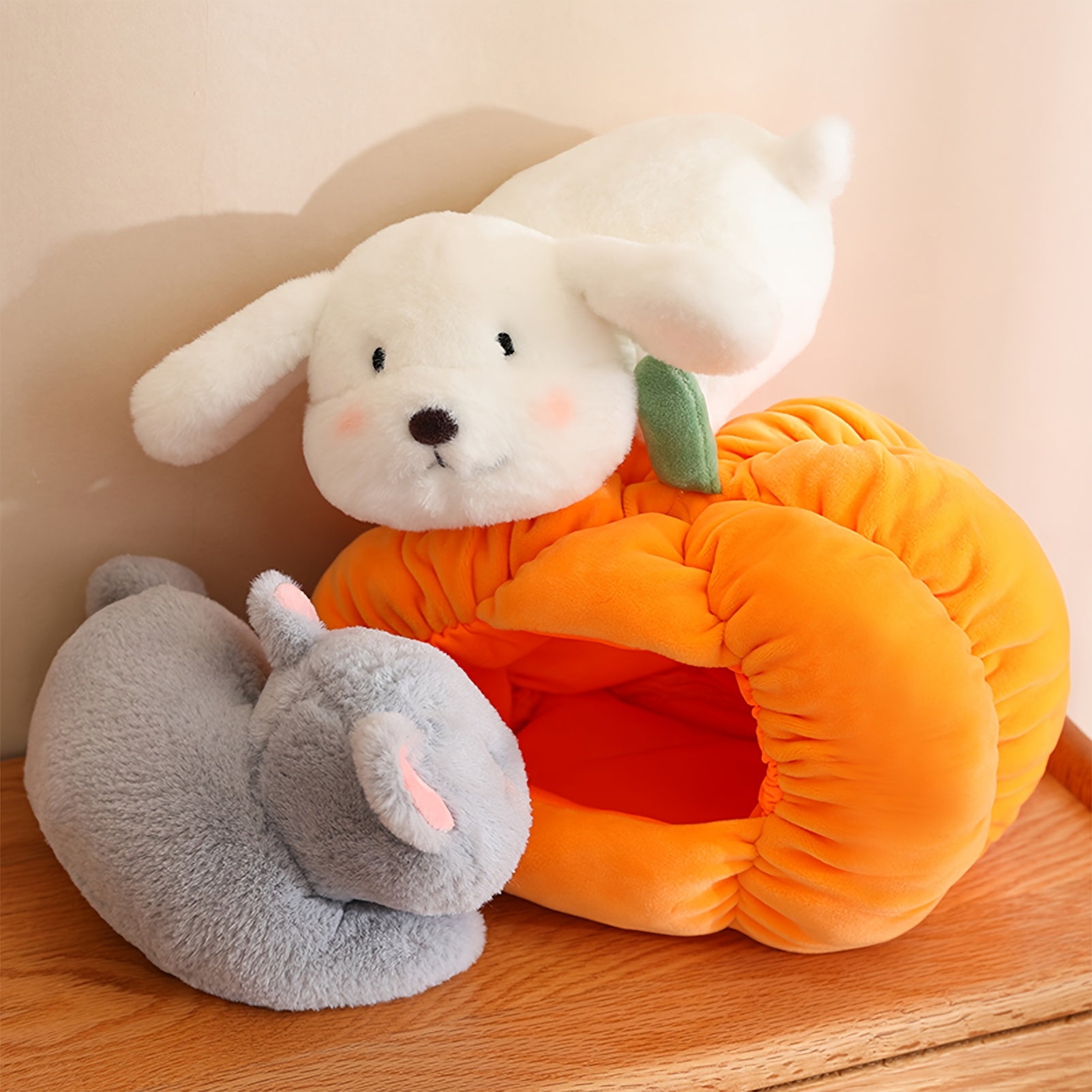 Dog & Cat Pumpkin House Plush Toys Soft Halloween Stuffed Animals