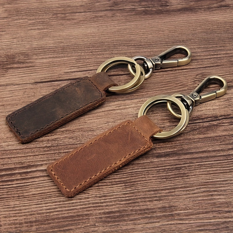 Retro Leather Antique Bronze Car Keychain For Men